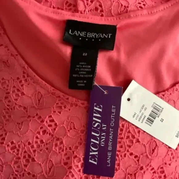NWT‎ Lane Bryant Coral Lace Sleeveless Midi Dress Sz 22 - Picture 5 of 5